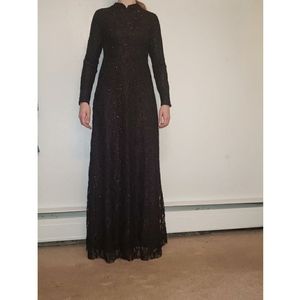 Plum Crewed Neck Fully Lined Sparkly Dress